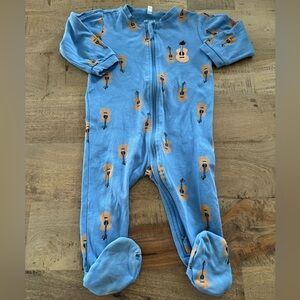 Pekkle Blue Guitar Print Kids One Piece footies size 9 months